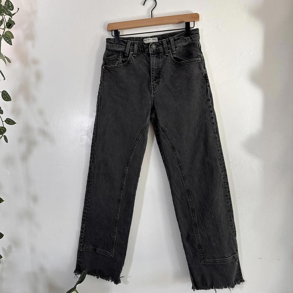 Free People Risk Taker Black Woman's Jeans Raw Hem Size 27 We The Free